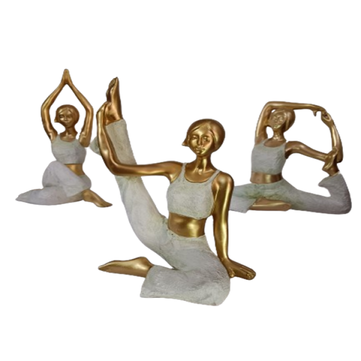 Graceful Yoga Lady Idol Set of 3 White - Inspire Serenity and Balance