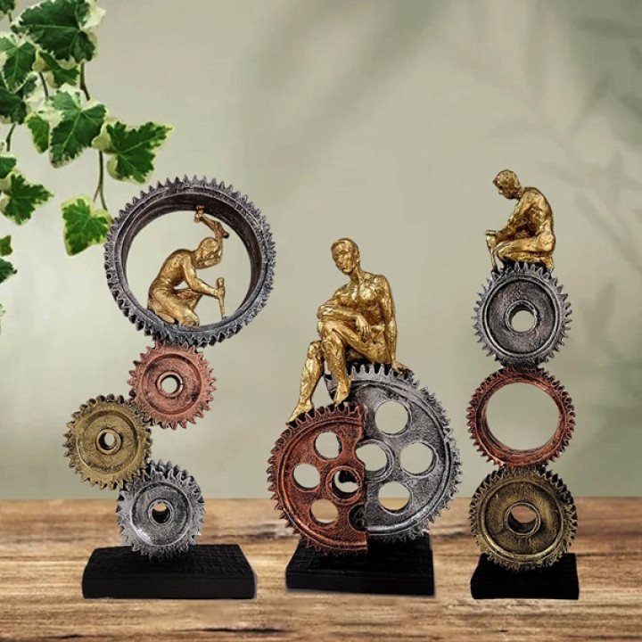 Futuristic Machine Man Idols Set of 3 - A Unique Blend of Art and Technology