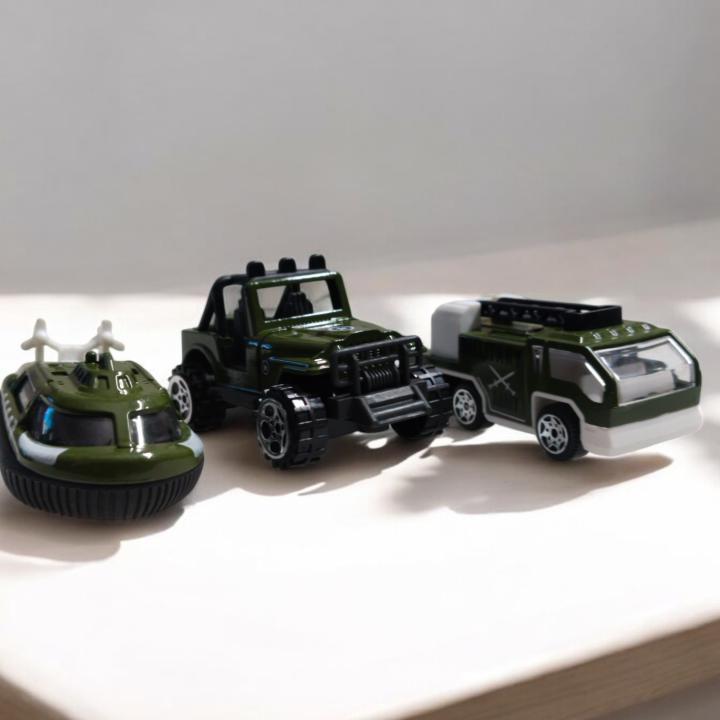 Military 3-Piece Metal Toy Set – Command Your Miniature Battlefield