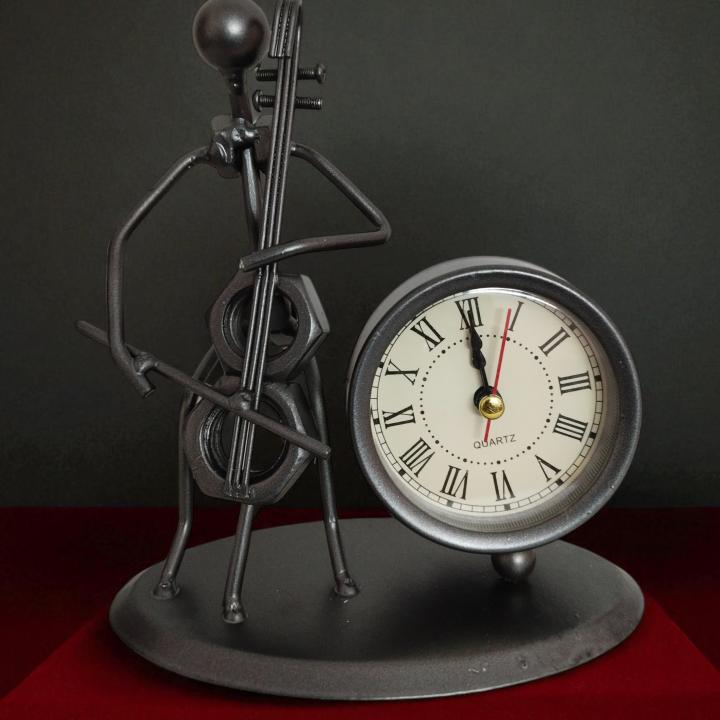 Elegant Decorative Musical Metal Stand with Clock - Timeless Home Decor
