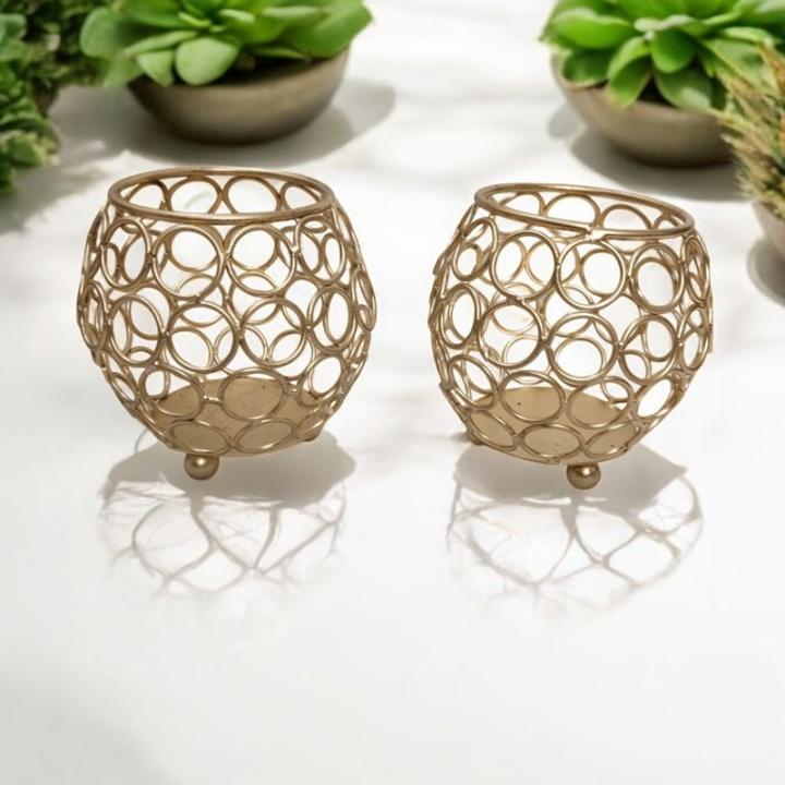 Tealight Candle Small Metal Stand Set of 2 – Elegant Home Decor Piece for a Warm, Cozy Ambiance