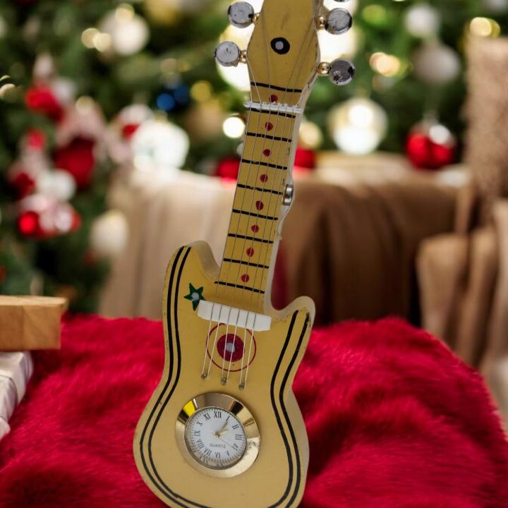 Artistic Miniature Guitar with Watch  – Strings of Elegance for Home Décor