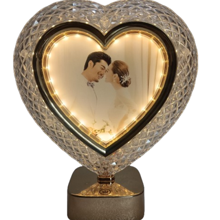 Heart Shape Photo Frame with Touch LED Light - Illuminate Your Memories