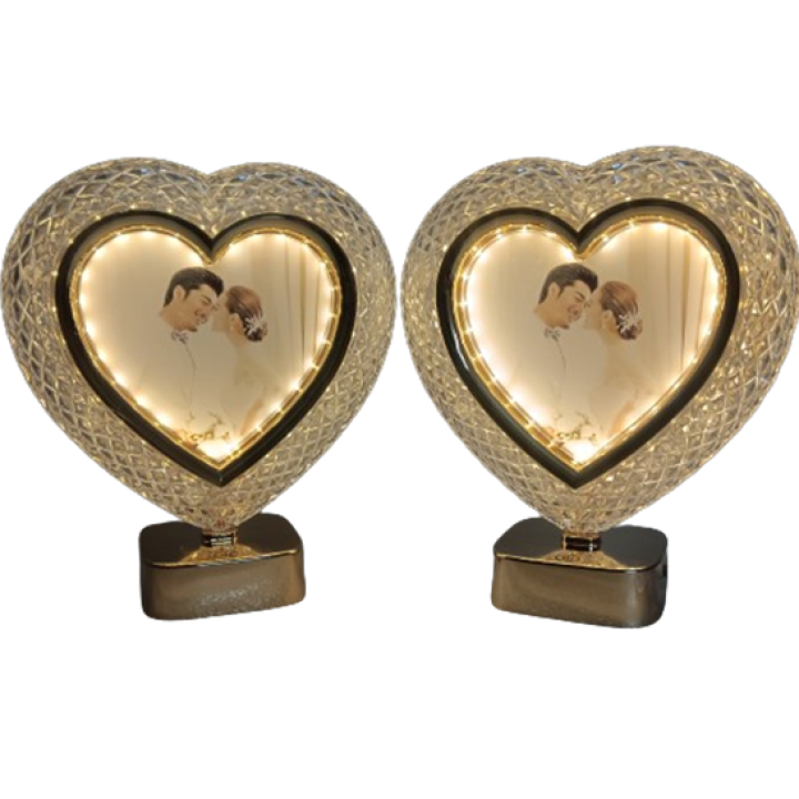 Heart Shape Photo Frame with Touch LED Light - Illuminate Your Memories