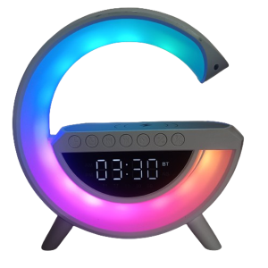 G Shape Bluetooth Speaker with Wireless Charging, FM Radio, AM Radio, and Multi-Color LED Lights - Your Ultimate Entertainment Hub